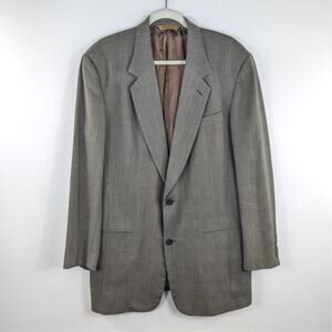 Donna Karan New York 42L Gray Plaid Wool Blazer Sport Coat Mens Made in Italy